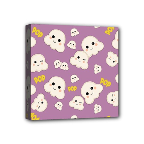 Cute Kawaii Popcorn Pattern Mini Canvas 4  X 4  (stretched) by Valentinaart