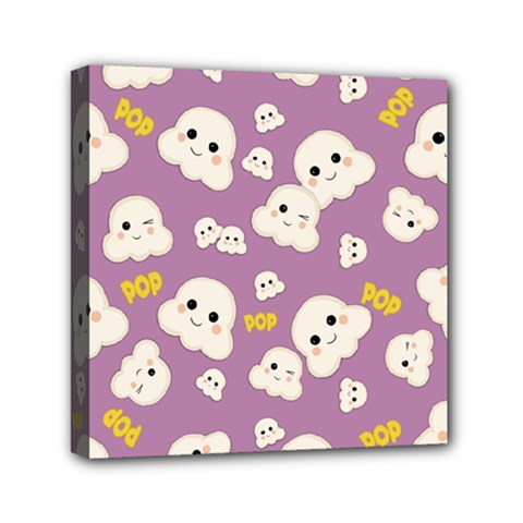 Cute Kawaii Popcorn Pattern Mini Canvas 6  X 6  (stretched) by Valentinaart