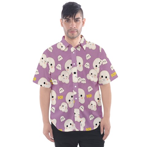 Cute Kawaii Popcorn Pattern Men s Short Sleeve Shirt by Valentinaart