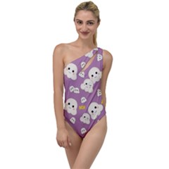 Cute Kawaii Popcorn Pattern To One Side Swimsuit