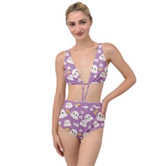 Cute Kawaii Popcorn Pattern Tied Up Two Piece Swimsuit