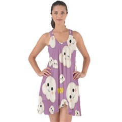 Cute Kawaii Popcorn Pattern Show Some Back Chiffon Dress