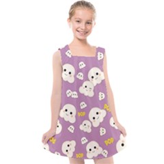 Cute Kawaii Popcorn Pattern Kids  Cross Back Dress by Valentinaart