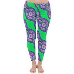 Purple Chains On A Green Background                                                    Winter Leggings by LalyLauraFLM