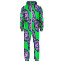 Purple Chains On A Green Background                                                    Hooded Jumpsuit (men) by LalyLauraFLM