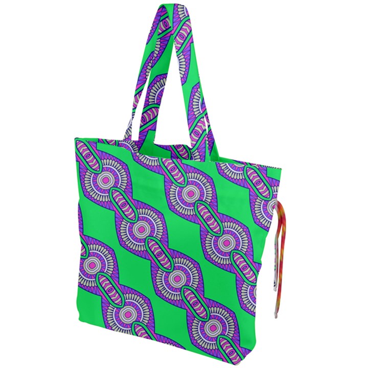 Purple chains on a green background                                             Drawstring Tote Bag