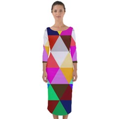 Triangles Pattern                                                      Quarter Sleeve Midi Bodycon Dress