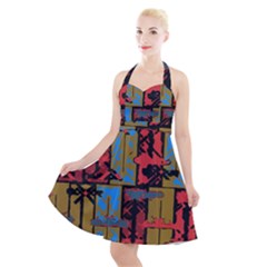 Rectangles Texture                                                       Halter Party Swing Dress