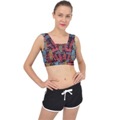 Rectangles Texture                                                   V-back Sports Bra