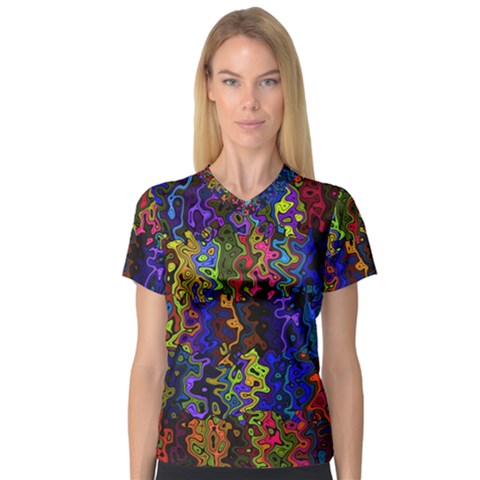 Colorful Waves                                                     V-neck Sport Mesh Tee by LalyLauraFLM