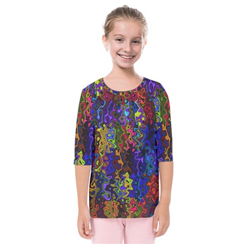 Colorful Waves                                               Kids  Quarter Sleeve Raglan Tee by LalyLauraFLM