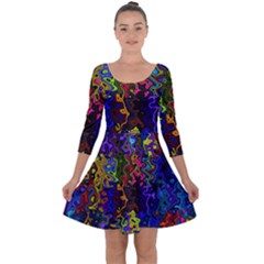 Colorful Waves                                                    Quarter Sleeve Skater Dress