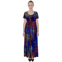 Colorful Waves                                               High Waist Short Sleeve Maxi Dress