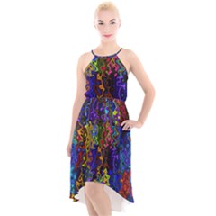 Colorful Waves                                                    High-low Halter Chiffon Dress