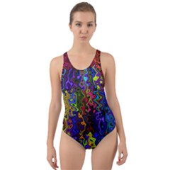 Colorful Waves                                                         Cut-out Back One Piece Swimsuit