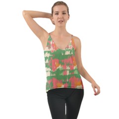 Pink Scratches On A Green Background                                               Chiffon Cami