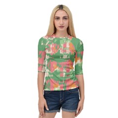 Pink Scratches On A Green Background                                              Women s Quarter Sleeve Raglan Tee