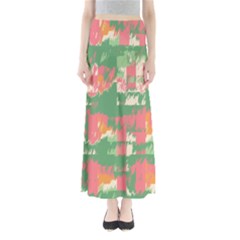 Pink Scratches On A Green Background                                                 Women s Maxi Skirt by LalyLauraFLM