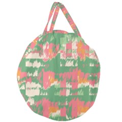 Pink Scratches On A Green Background                                                    Giant Round Zipper Tote by LalyLauraFLM