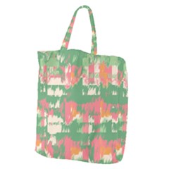 Pink Scratches On A Green Background                                                  Giant Grocery Zipper Tote by LalyLauraFLM