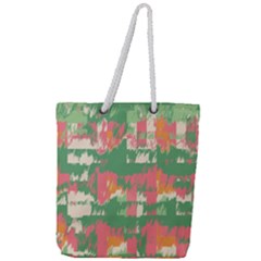 Pink Scratches On A Green Background                                                  Full Print Rope Handle Tote (large) by LalyLauraFLM