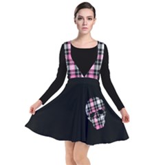 Boldplaidpink Punkskull Pattern Plunge Pinafore Dress