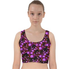 Purple Red  Roses Velvet Racer Back Crop Top