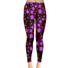 Purple Red  Roses Inside Out Leggings