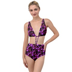 Purple Red  Roses Tied Up Two Piece Swimsuit