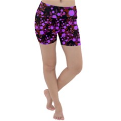 Purple Red  Roses Lightweight Velour Yoga Shorts