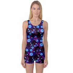 Purple Blue  Roses One Piece Boyleg Swimsuit by snowwhitegirl