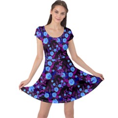 Purple Blue  Roses Cap Sleeve Dress by snowwhitegirl