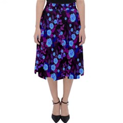 Purple Blue  Roses Classic Midi Skirt