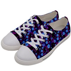 Purple Blue  Roses Women s Low Top Canvas Sneakers