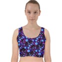 Purple Blue  Roses Velvet Racer Back Crop Top View1