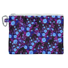 Purple Blue  Roses Canvas Cosmetic Bag (xl)