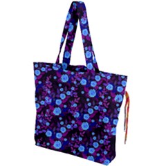 Purple Blue  Roses Drawstring Tote Bag