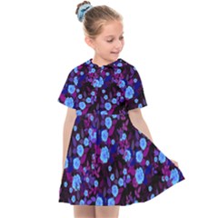 Purple Blue  Roses Kids  Sailor Dress