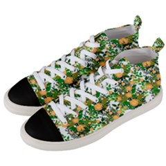 Peach Roses White Men s Mid-top Canvas Sneakers