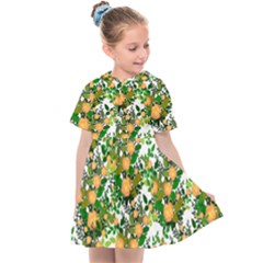 Peach Roses White Kids  Sailor Dress