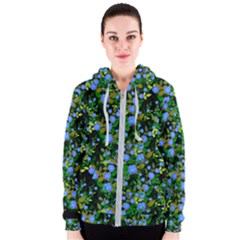 Blue Luminescent Roses Women s Zipper Hoodie