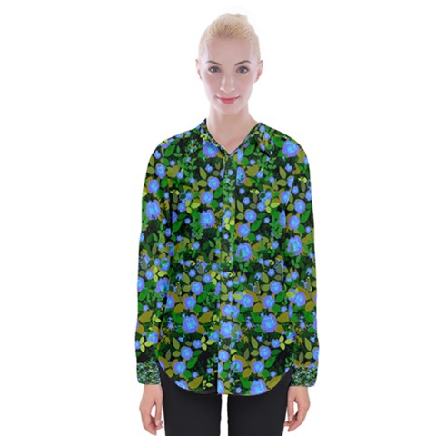 Blue Luminescent Roses Womens Long Sleeve Shirt by snowwhitegirl