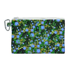 Blue Luminescent Roses Canvas Cosmetic Bag (large)