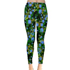 Blue Luminescent Roses Inside Out Leggings