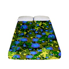 Blue Luminescent Roses Yellow Fitted Sheet (full/ Double Size) by snowwhitegirl