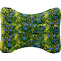 Blue Luminescent Roses Yellow Velour Seat Head Rest Cushion View2