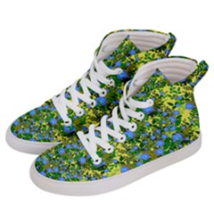 Blue Luminescent Roses Yellow Women s Hi-top Skate Sneakers