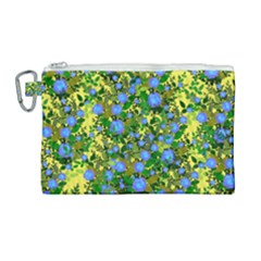 Blue Luminescent Roses Yellow Canvas Cosmetic Bag (large)