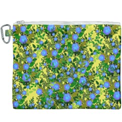 Blue Luminescent Roses Yellow Canvas Cosmetic Bag (xxxl) by snowwhitegirl