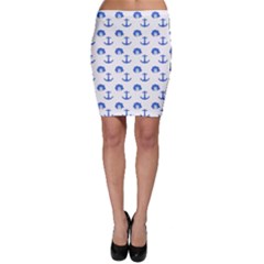 Vintage Face Anchor Blue Bodycon Skirt by snowwhitegirl